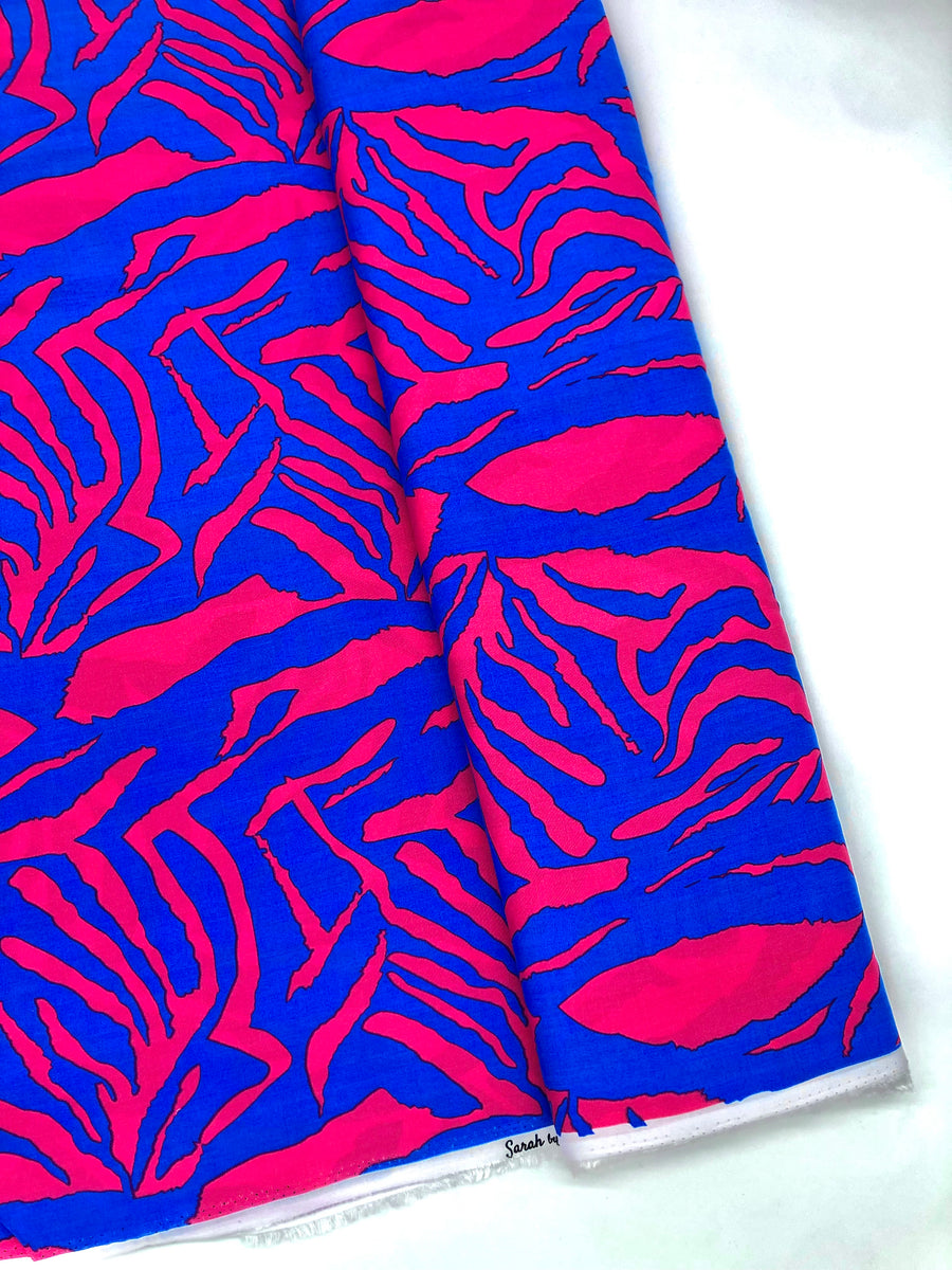 Debra Zebra Viscose - Blue / Pink – Bornella Fabrics